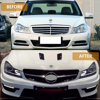 Rejillas de automóviles Mercedes-Benz Clase C W204 Modificadas a C63 AMG Estilo Rejilla del parachoques delantero