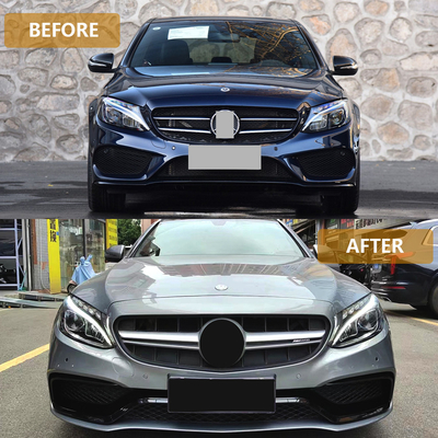Rejilla del parachoques delantero de estilo C63 AMG personalizada para Mercedes Benz Clase C W205 2015-2018
