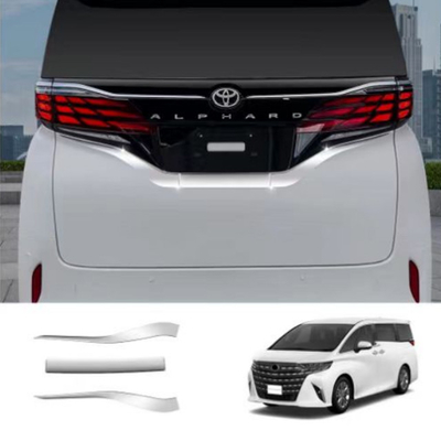 Toyota Alphard Vellfire 40 2024 Accesorios de plata/negro Número de placa trasera Trim de cromo